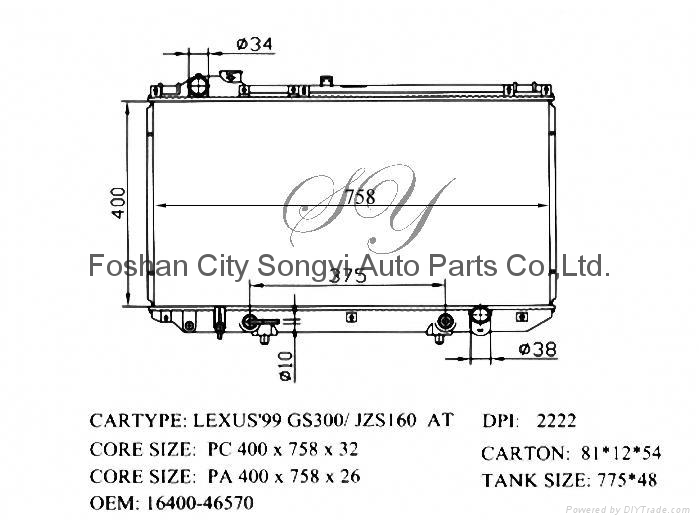 High Quality Auto Cooling System Radiator for Lexus 99 GS300Jzs 160 AT