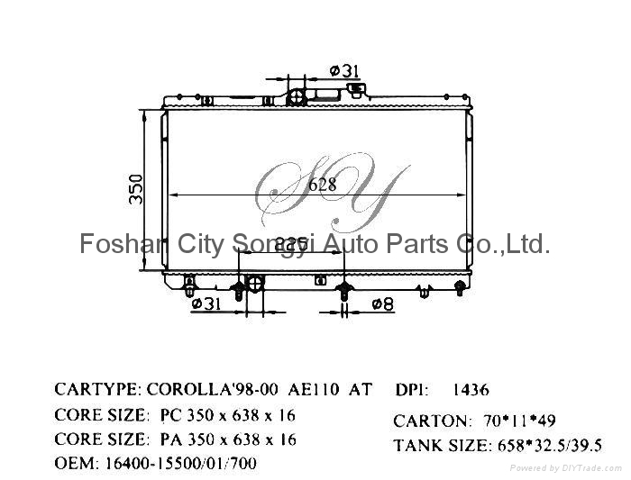 Hot Sale Japanese Car Radiator for Toyota Corolla 9800 AE110 AT