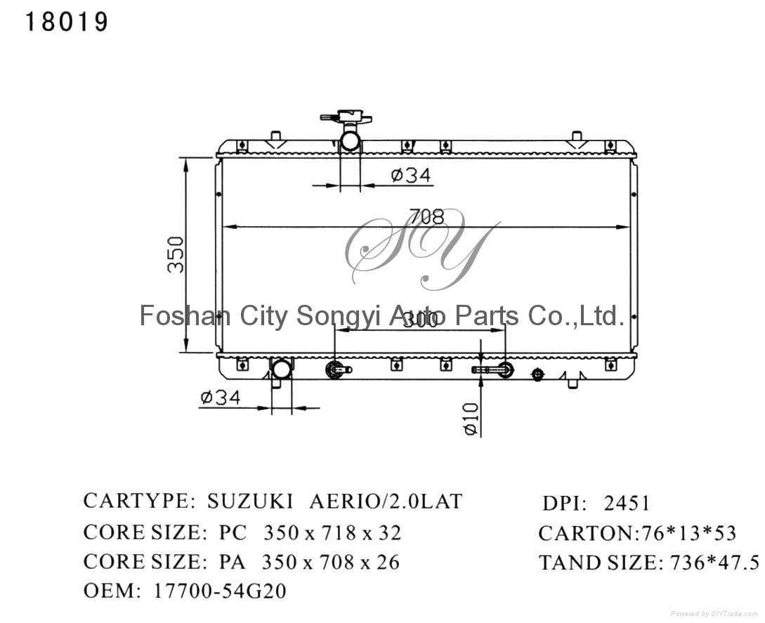 OEM Japanese Car Radiator for Suzuki Aerio 20L AT