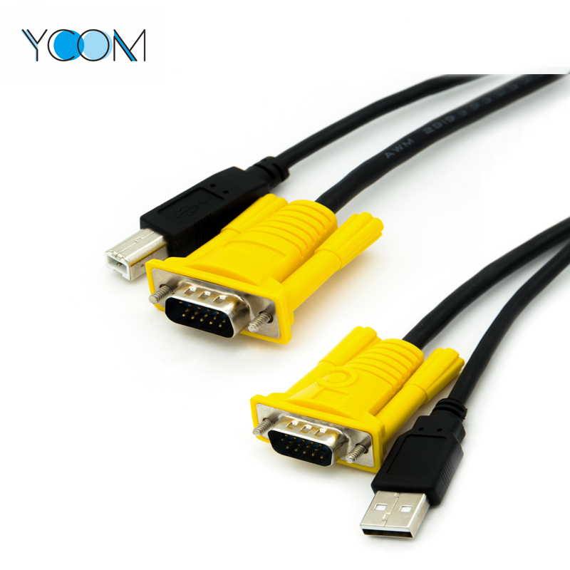 USB B Male Printing cable with VGA KVM Cable