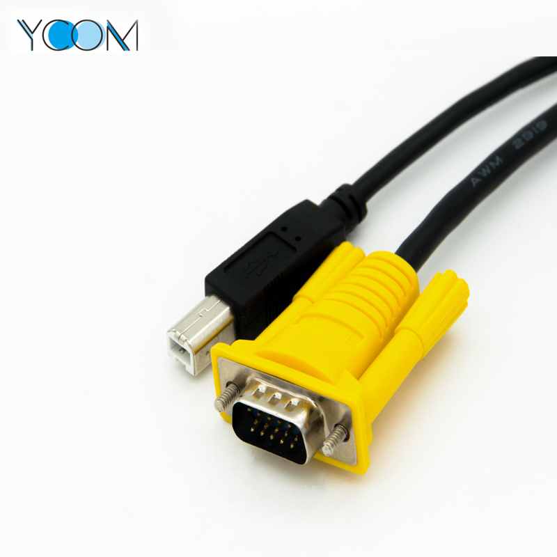 USB B Male Printing cable with VGA KVM Cable