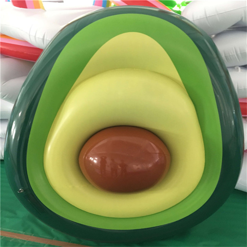 Popular environmental protection pvc inflatable avocado floating bed water sports recliner floating swimming ring