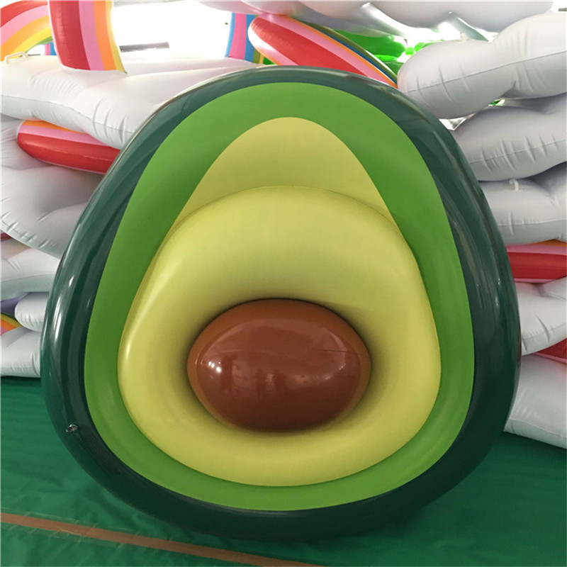 Popular environmental protection pvc inflatable avocado floating bed water sports recliner floating swimming ring