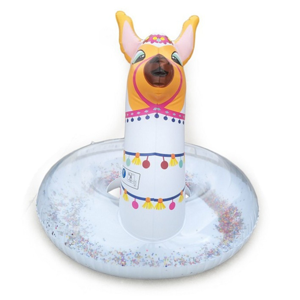 pvc alpaca inflatable swimming ring adult water floatingup airblowing cartoon animal camel crystal seat can be cu