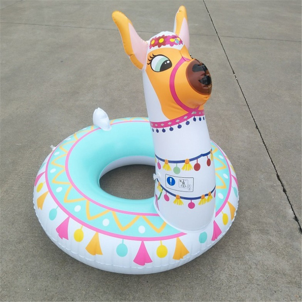 pvc alpaca inflatable swimming ring adult water floatingup airblowing cartoon animal camel crystal seat can be cu