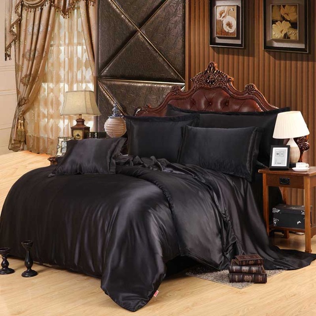 100 Pure Satin Silk Bedding Set Home Textile Bedclothes Duvet Cover Flat Sheet Pillowcases Wholesale Unit Price 243
