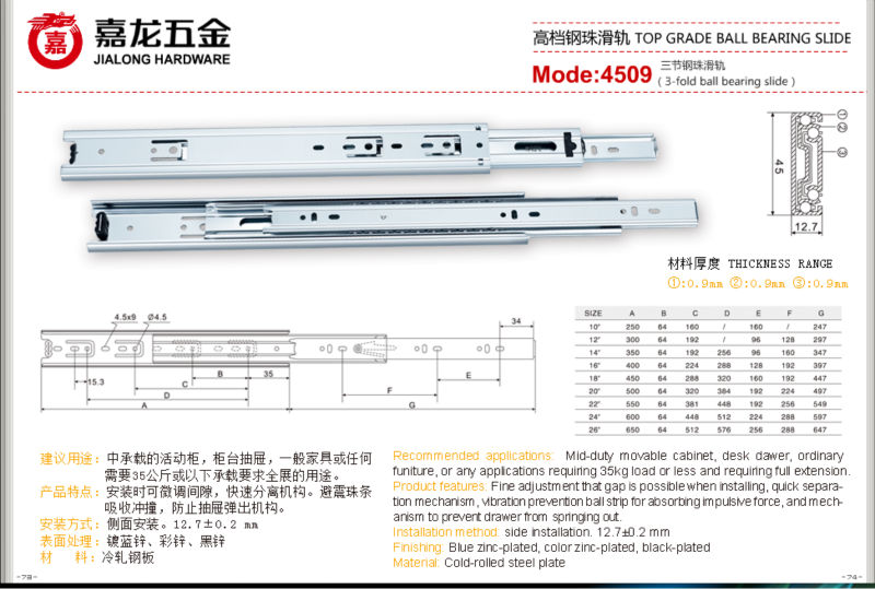 Metal Telescopic Channel Furniture Drawer Slide