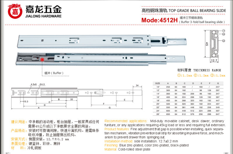 Furniture hardware drawer slide