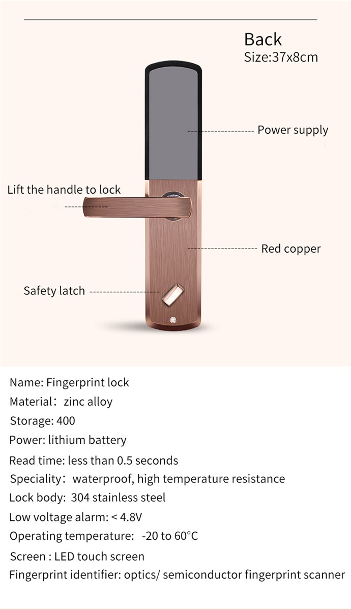 RX0802 Fingerprint password electronic smart lock magnetic card k automatic sliding cover antitheft door lock