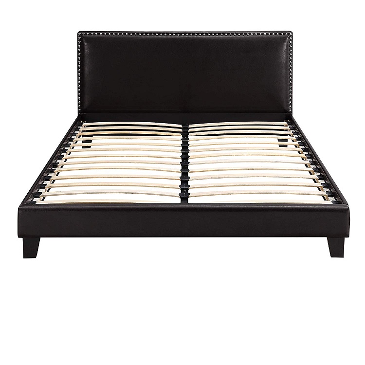 Espresso color Queen size leather bed