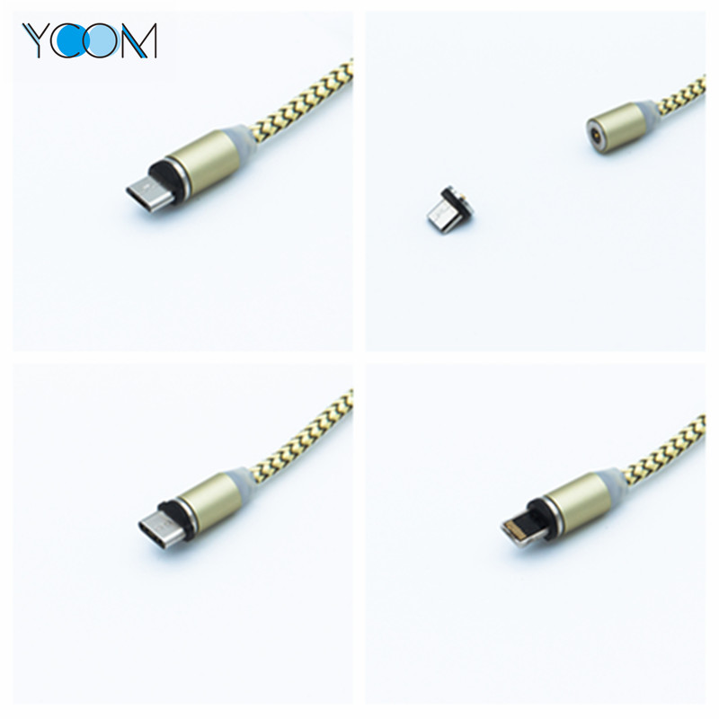 Magnetic Nylon Braid ChargingData USB Cable for TypeCMicroIOS