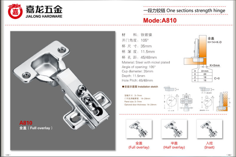 One Way Jieyang Folding Hinge One Way Kitchen Cabinet Hinge