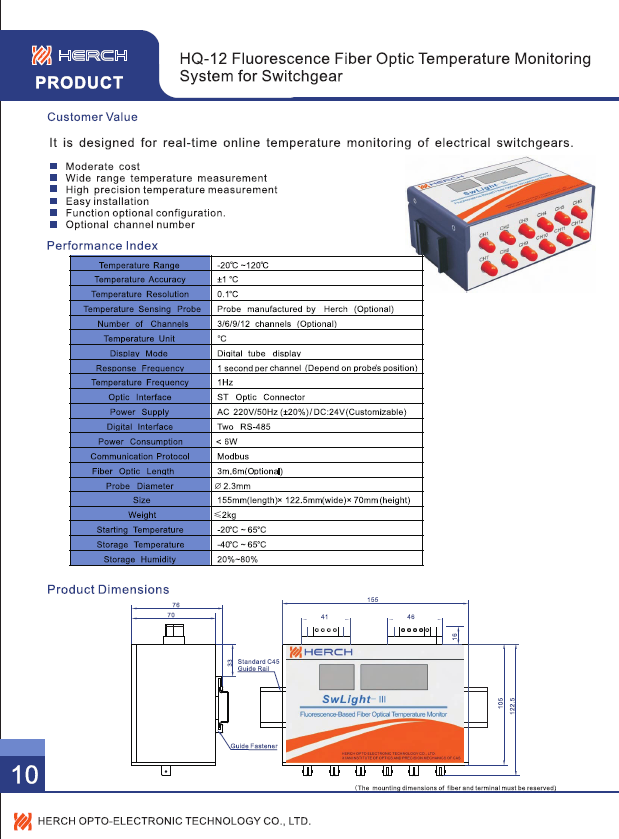 Fiber Optic Temperature Measurement System for Switchgear
