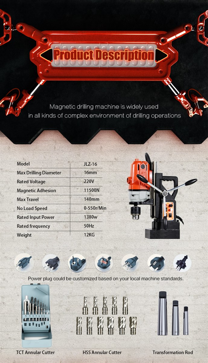 High Precision 220V Magnetic Drilling Tapping Machine For Steel Plate