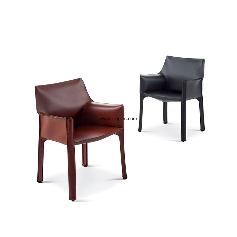 Leather New Design ArmchairHot Sale Metal Leg Design Modern Armrest Hotel Leather Upholstered Dining Room chair