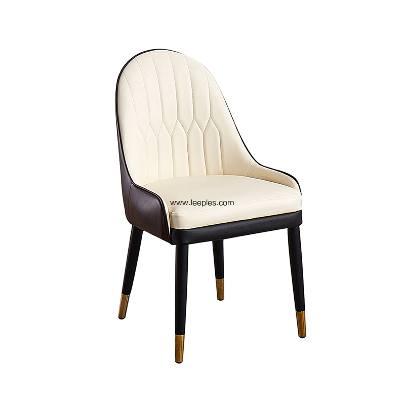 New design luxury dining chair with metal legs synthetic leather top grain wood chairscolor optional