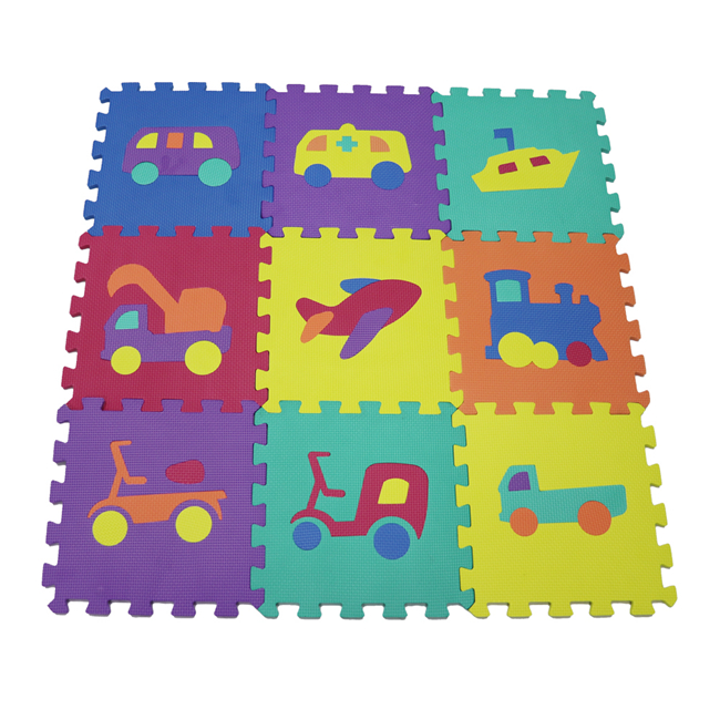 Odorless 12in x 12in 9set EVA Child Vehicle Puzzle Play Mat