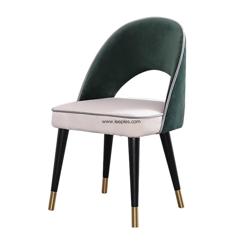 Restaurant Furniture Round Back Design Wooden Leg & Upholstery Chair Dressing Velvet Chair, Color Optional.