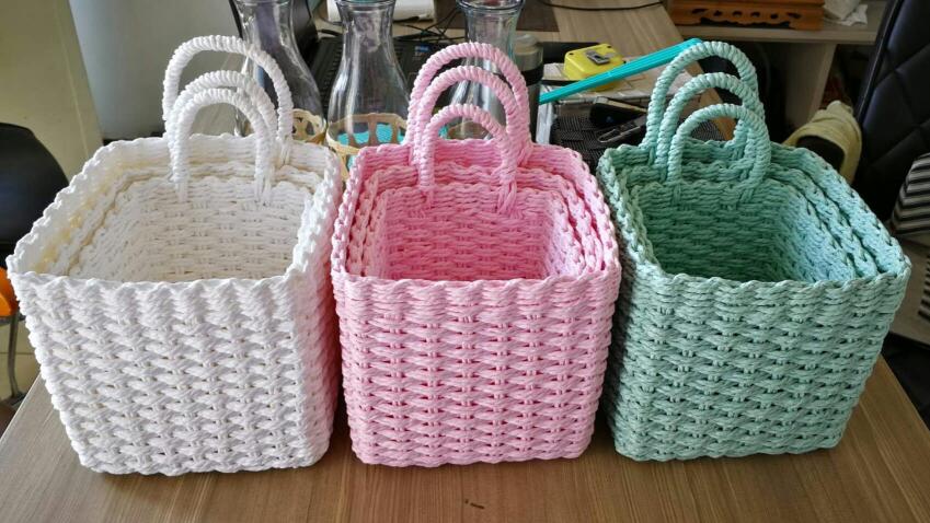 Paper rope storage basket with beautiful color