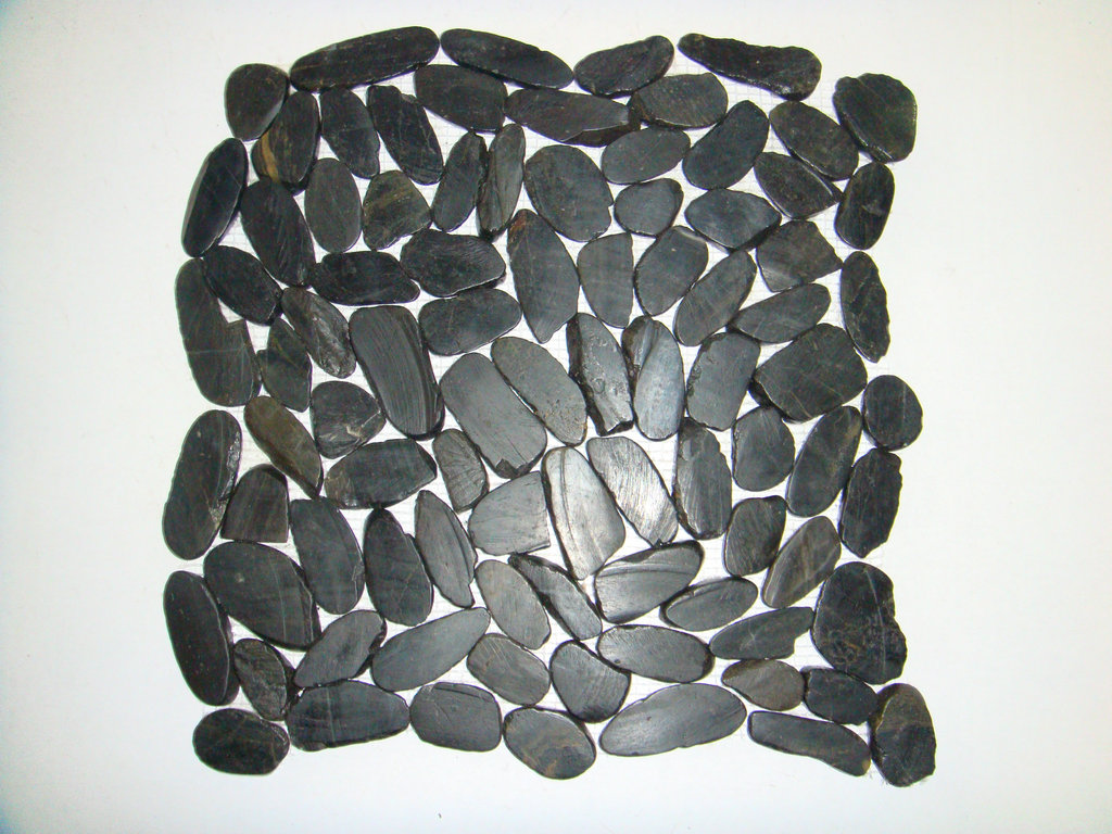 Black natural flat landscape pebble tile paving stone