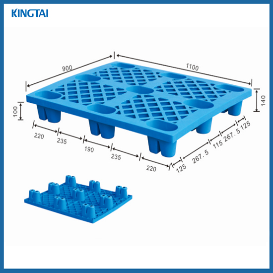 9 Feet Nestable 4Way Entry Single Side Plastic Pallet