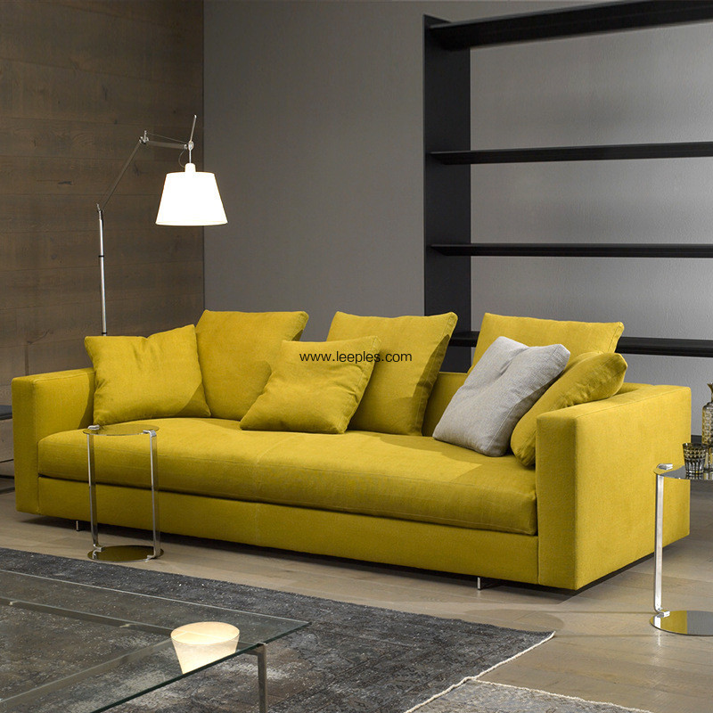 Italian style modern fabric sofa furniture for hotel or home with two back cushions