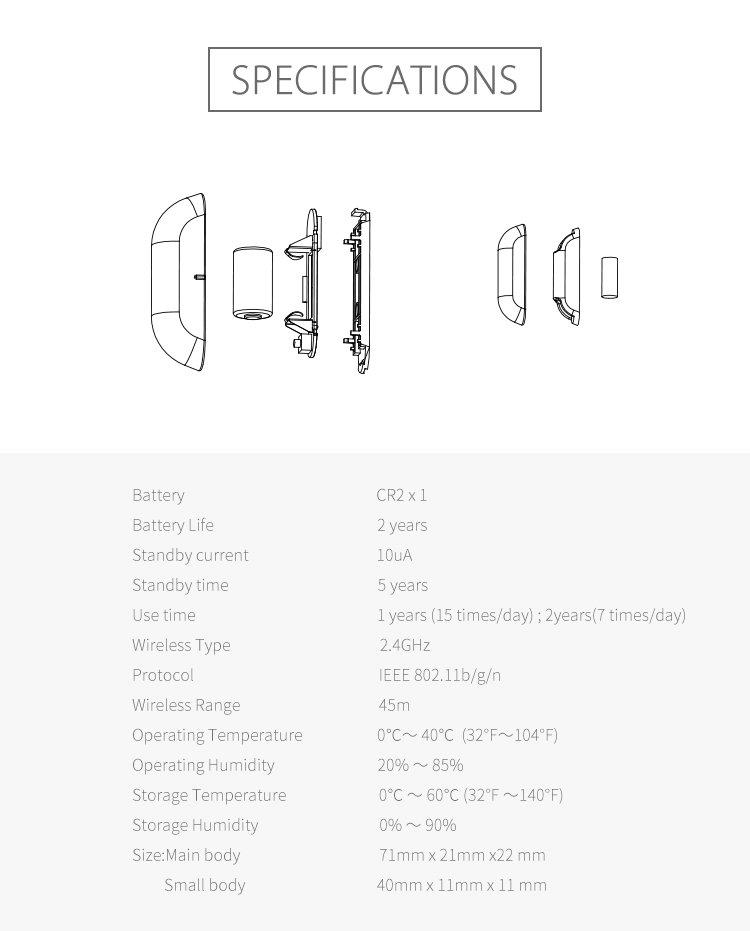 REHENT Tuya Smart Home Security door window contact wifi sensor