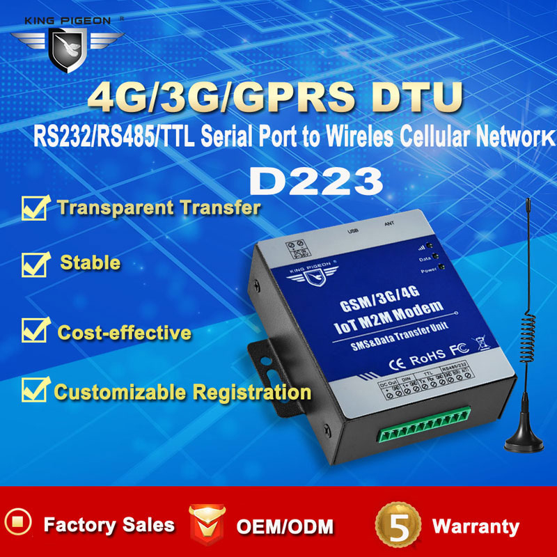 Wireless Data Transmission GSMGPRS3G4G IOT DTU Alarm Data Transfer Unit D223
