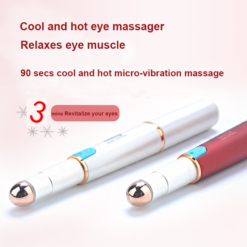 pink portable mini cool and hot eye massage pen