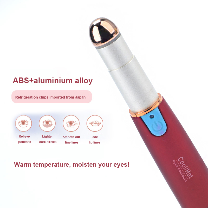 pink portable mini cool and hot eye massage pen