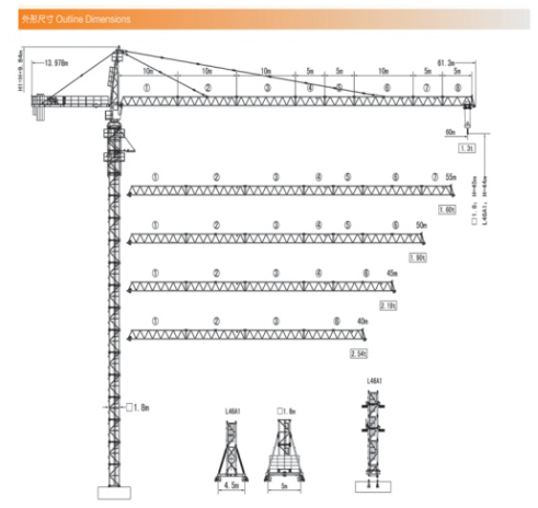 60m jib tower crane 6t TC6013 QTZ100 construction topkit hammer head tower crane for buidling used in Myanmar