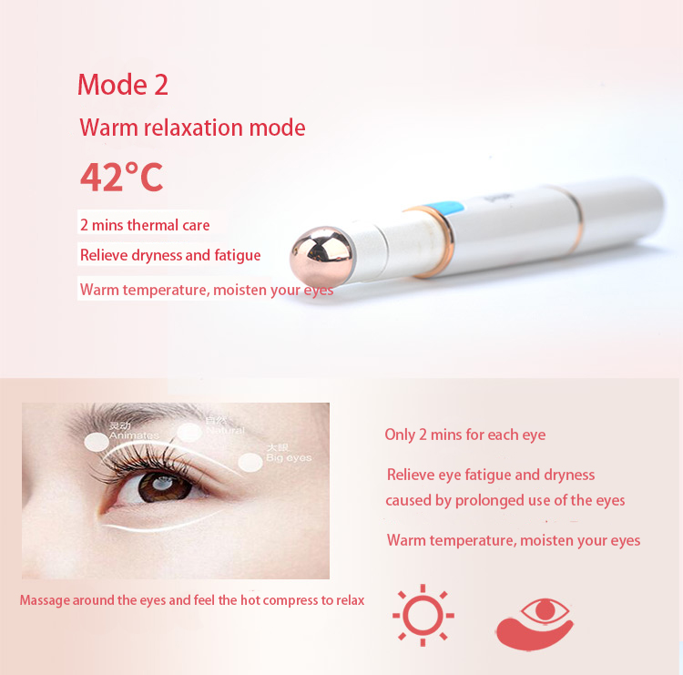 pink portable mini cool and hot eye massage pen