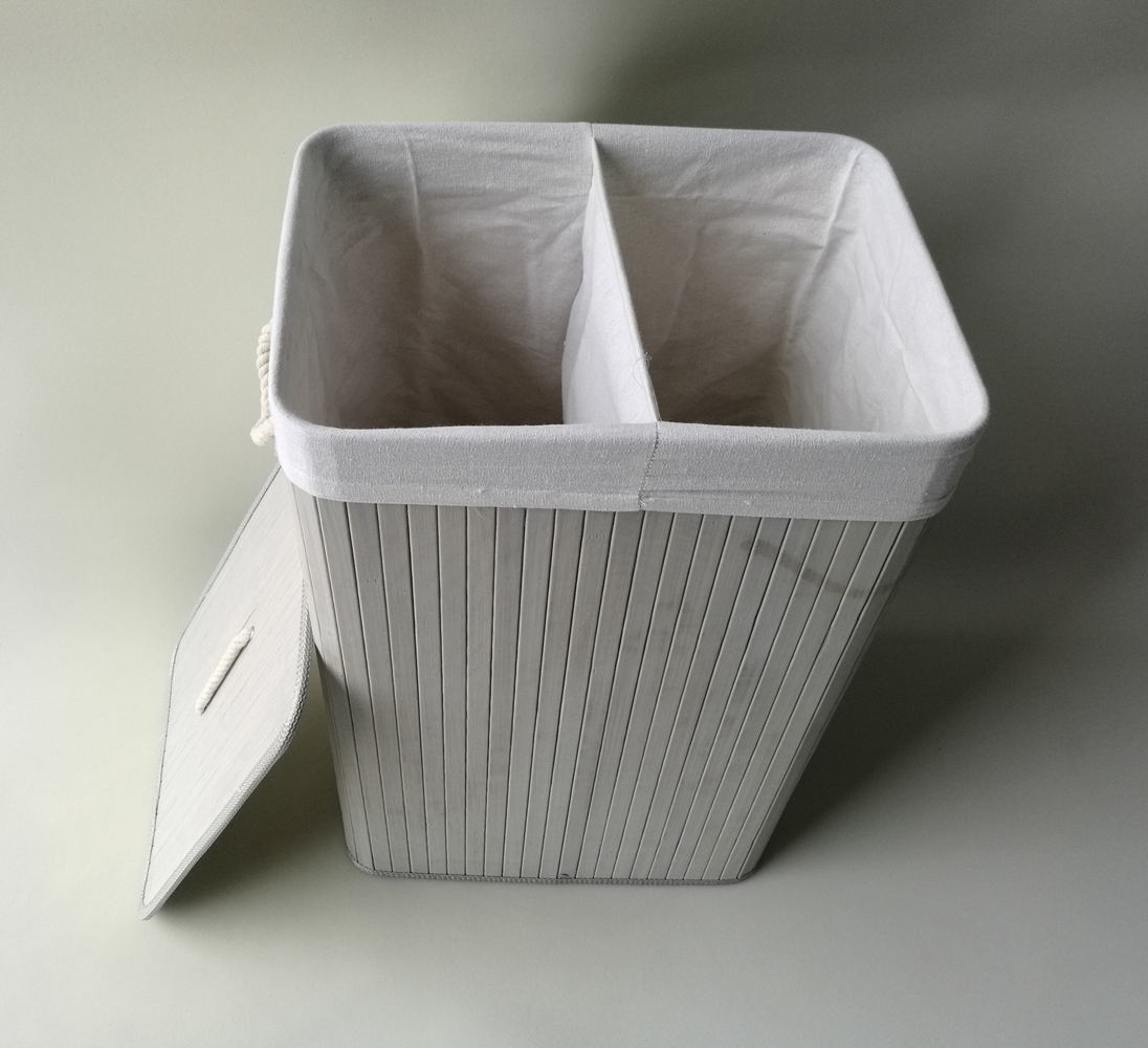 Foldable bamboo laundry basket with lid rectangle shape