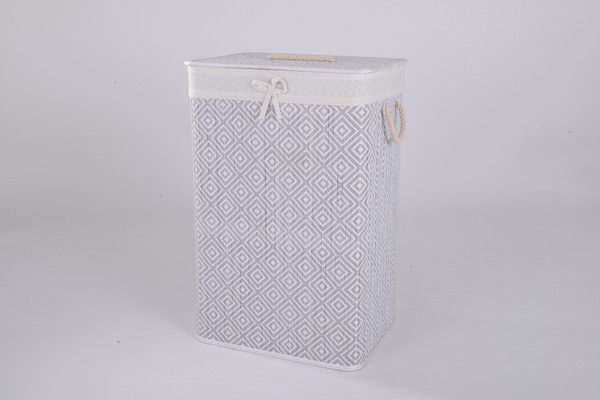 Foldable bamboo laundry basket with lid rectangle shape