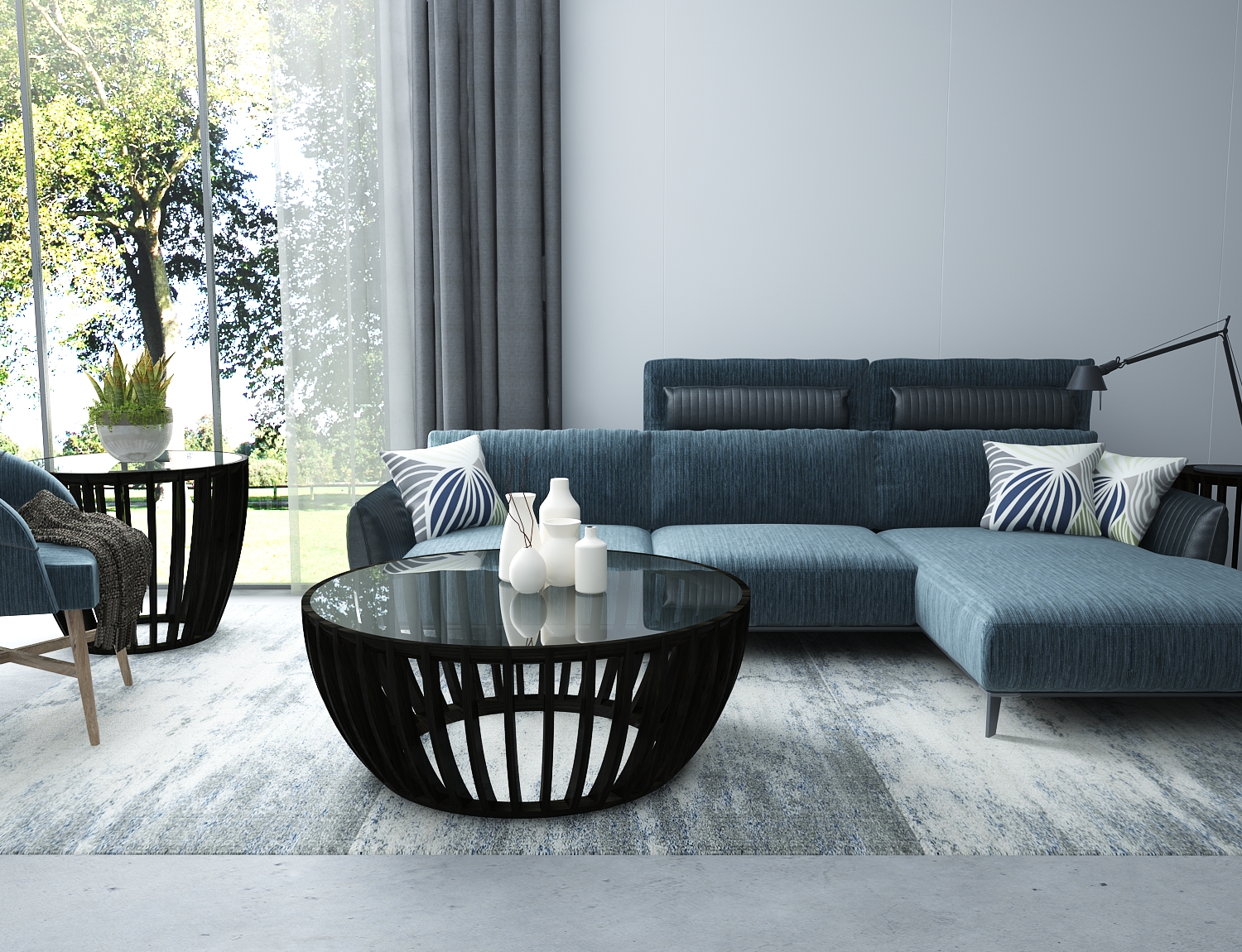 Yuan Round Solid Bamboo Coffee Table with Glass Top or Bamboo top