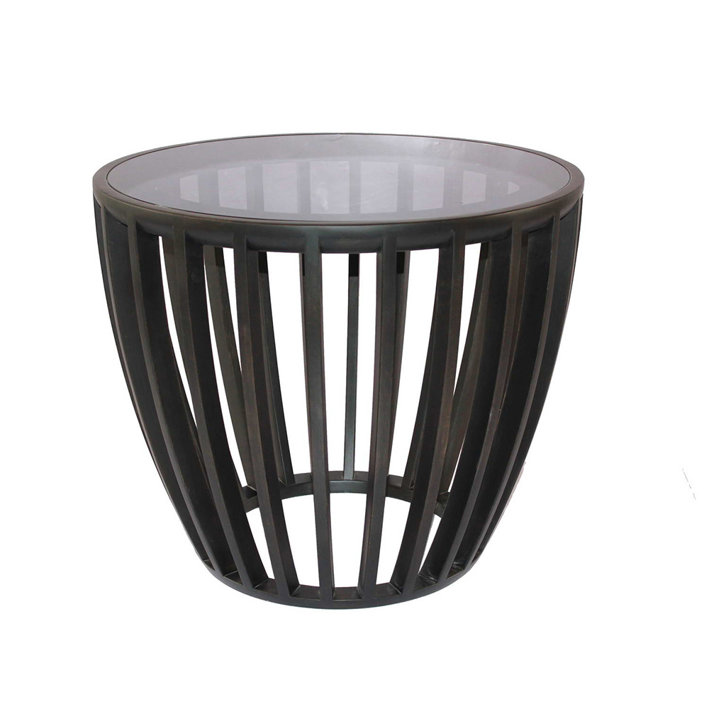 Yuan Solid Bamboo End Table with Glass Top