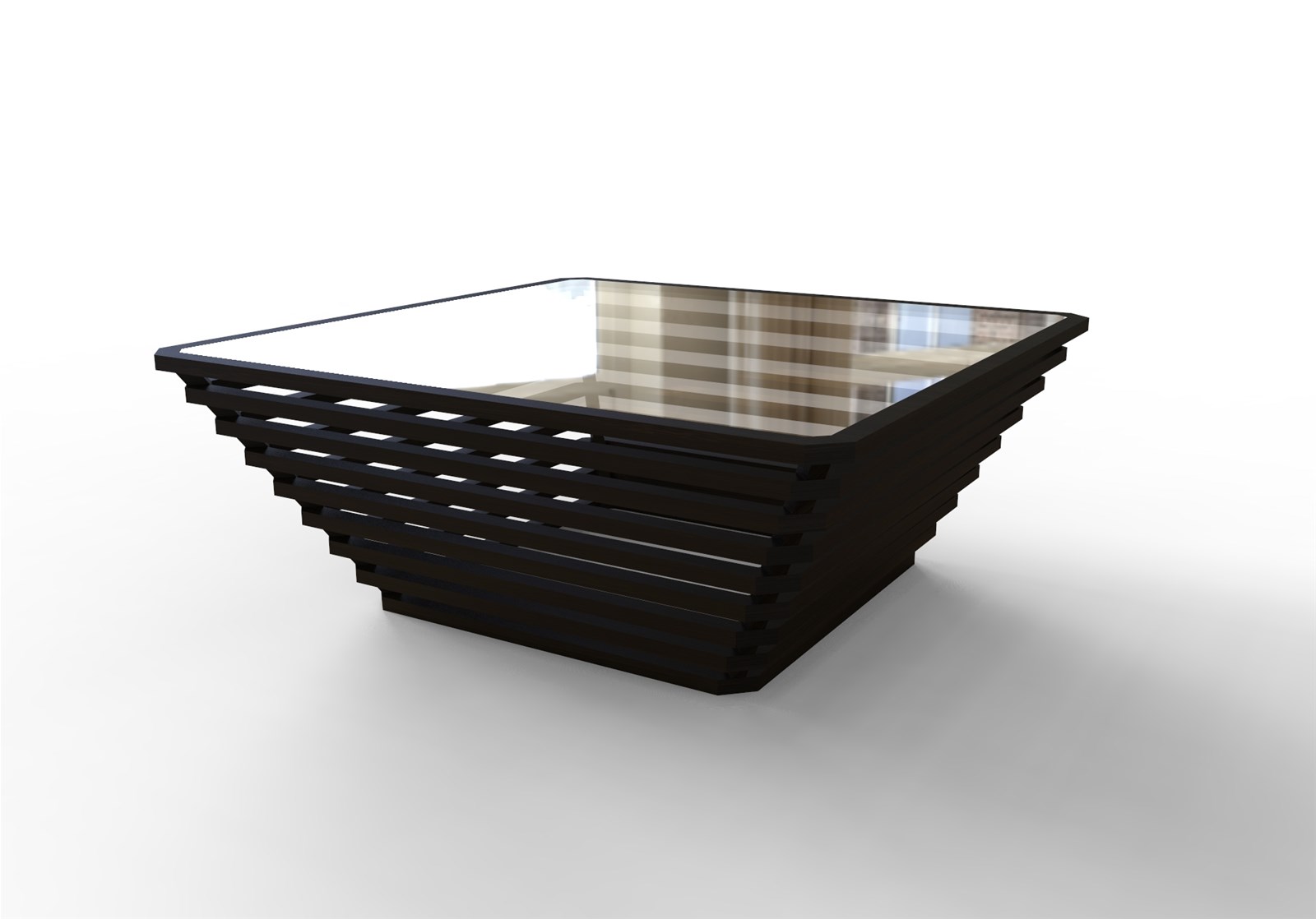 Spectrum Solid Bamboo Coffee Table with Glass Top