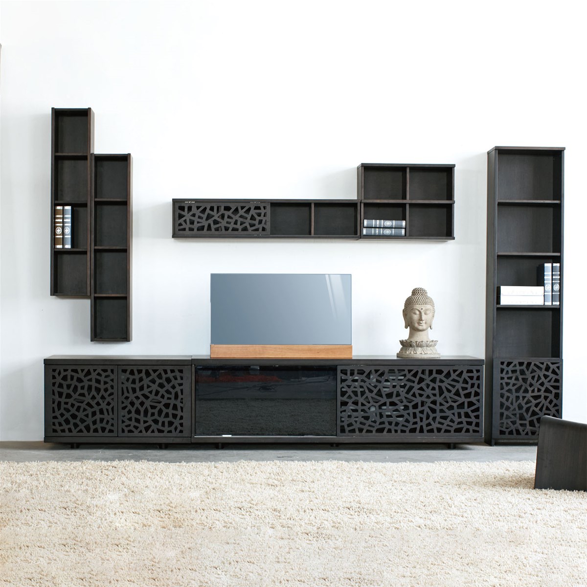 Slide Solid Bamboo Large TV Unit