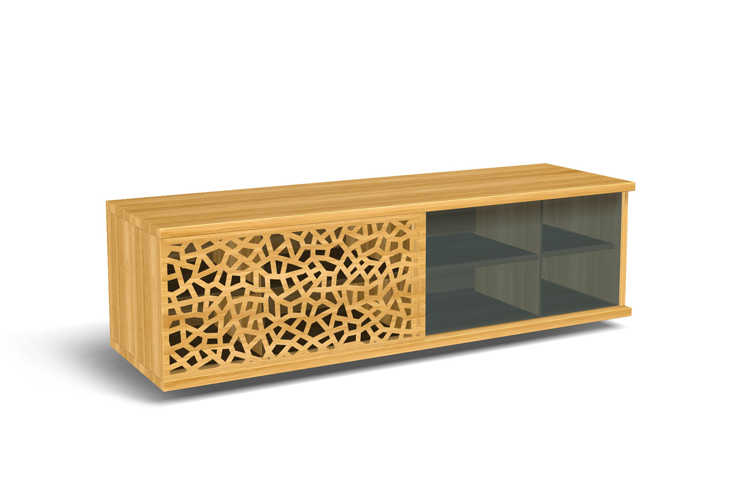 Slide Solid Bamboo Large TV Unit