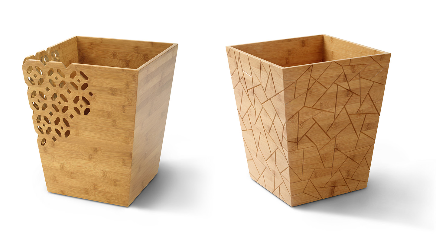 Lattice and Lace Solid Bamboo Trash Bin