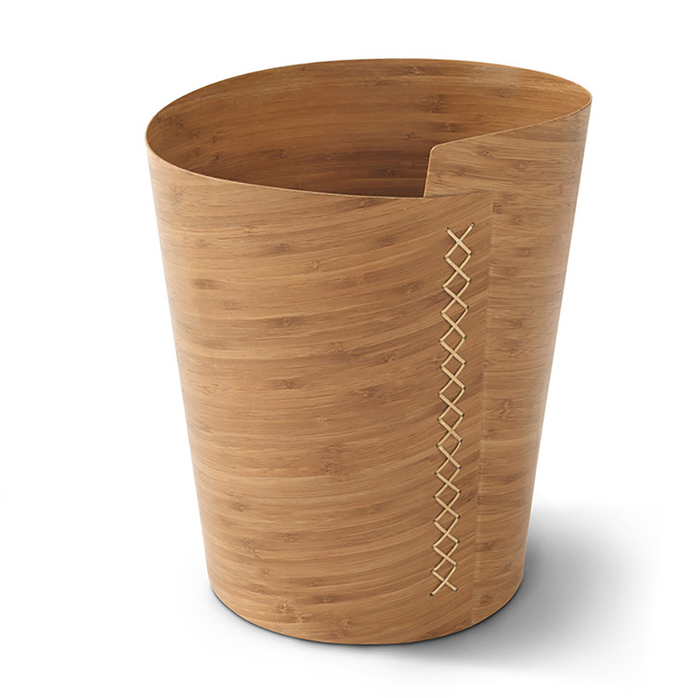 Modern Design Storm Solid Bamboo Trash Bin