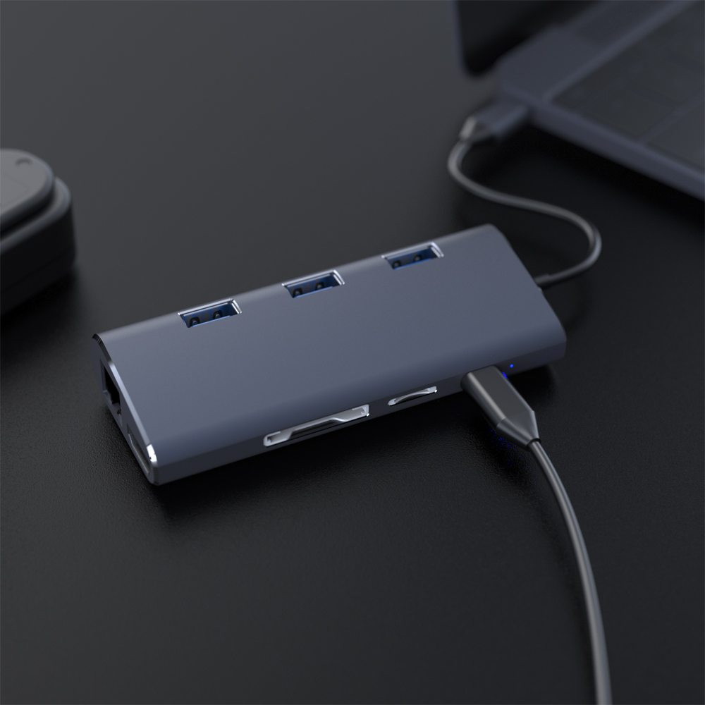 2019 hotsale 8 in 1 type c hub charge 3 USB30 SDTF Card Reader