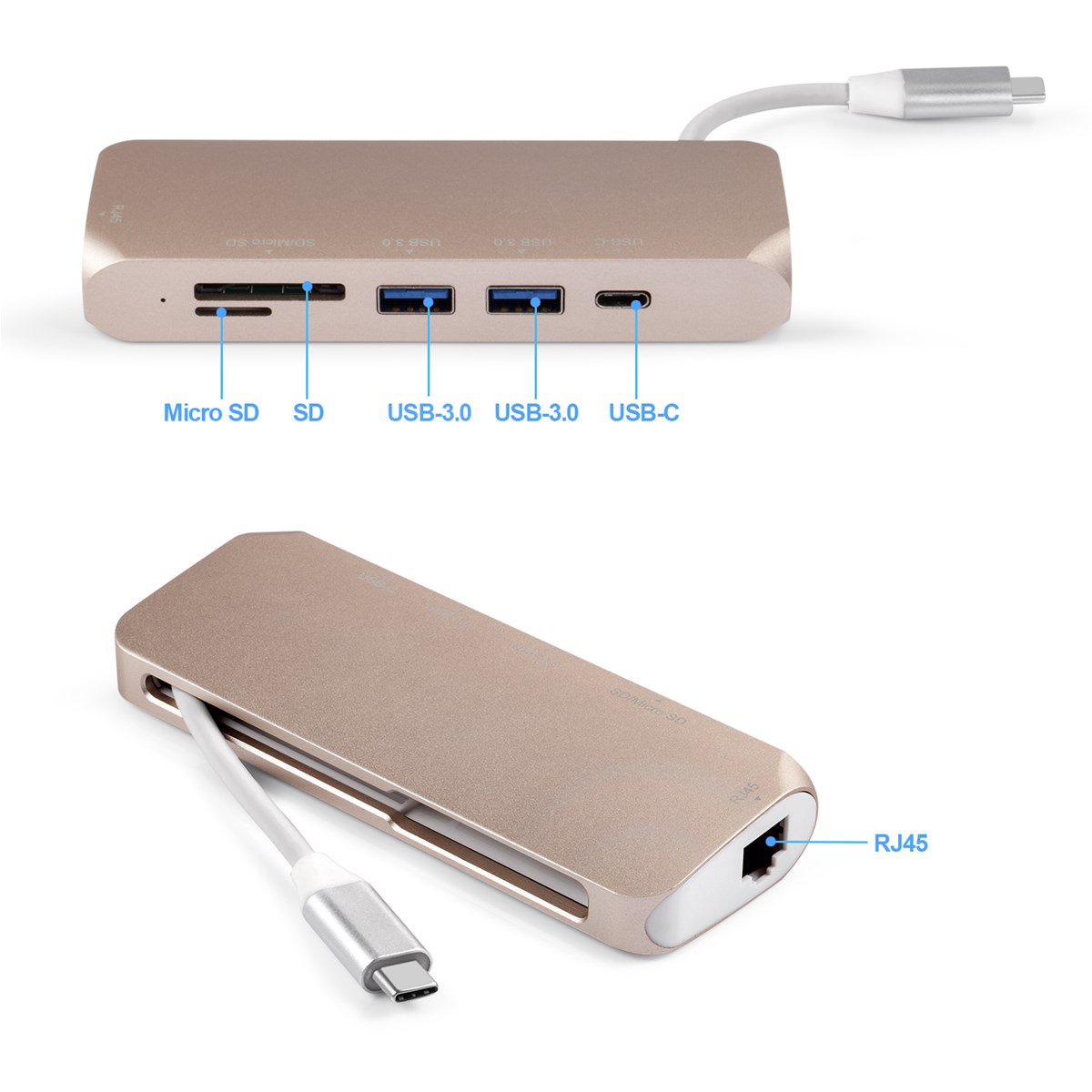 HOTSALE Builtin cable for easy carring USB 31 TypeC 6 in 1 DockingRJ45 Support network 101001000 Mbps transmit
