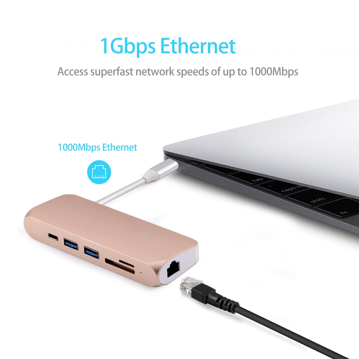 HOTSALE Builtin cable for easy carring USB 31 TypeC 6 in 1 DockingRJ45 Support network 101001000 Mbps transmit