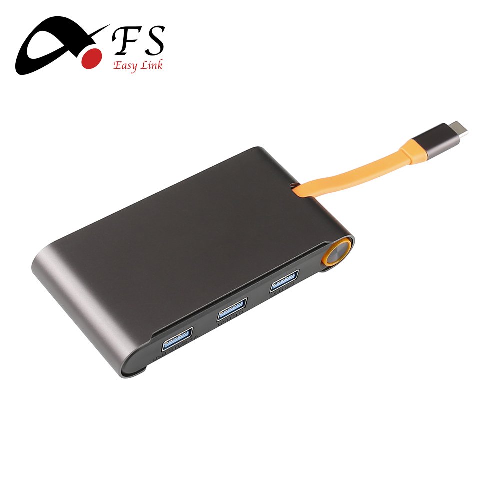 HOTSALE Pocket friendly size 3USB 30 RJ45PD USB type C to HD MI4K30Hz VGA