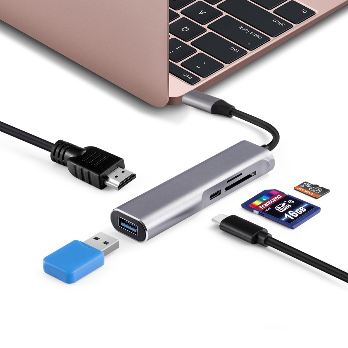 HOTSALE USB30 SDTF Card Reader USB 31 TypeC 5 in 1 DockingSupport 4K HD video transmission audio and video