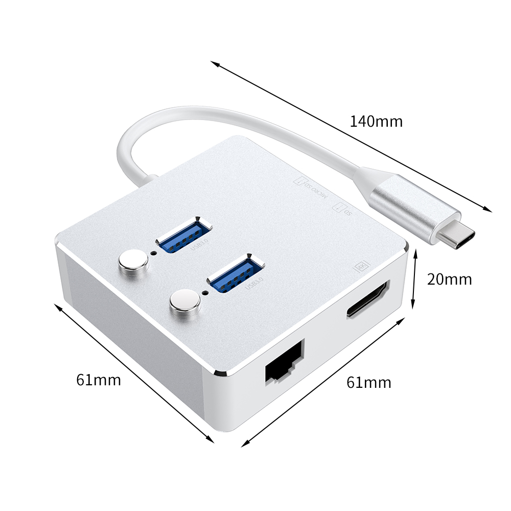 HOTSALE Power Delivery charger 7in1 type c hub with ethernet port 4K30Hz HD MI usb30 laptop for macbook pro hub