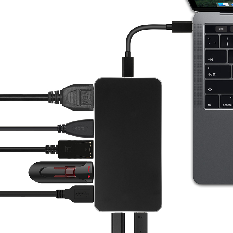 7in1 type c hub with ethernet portusb typec hub to USB30TypeC Charging Adapter