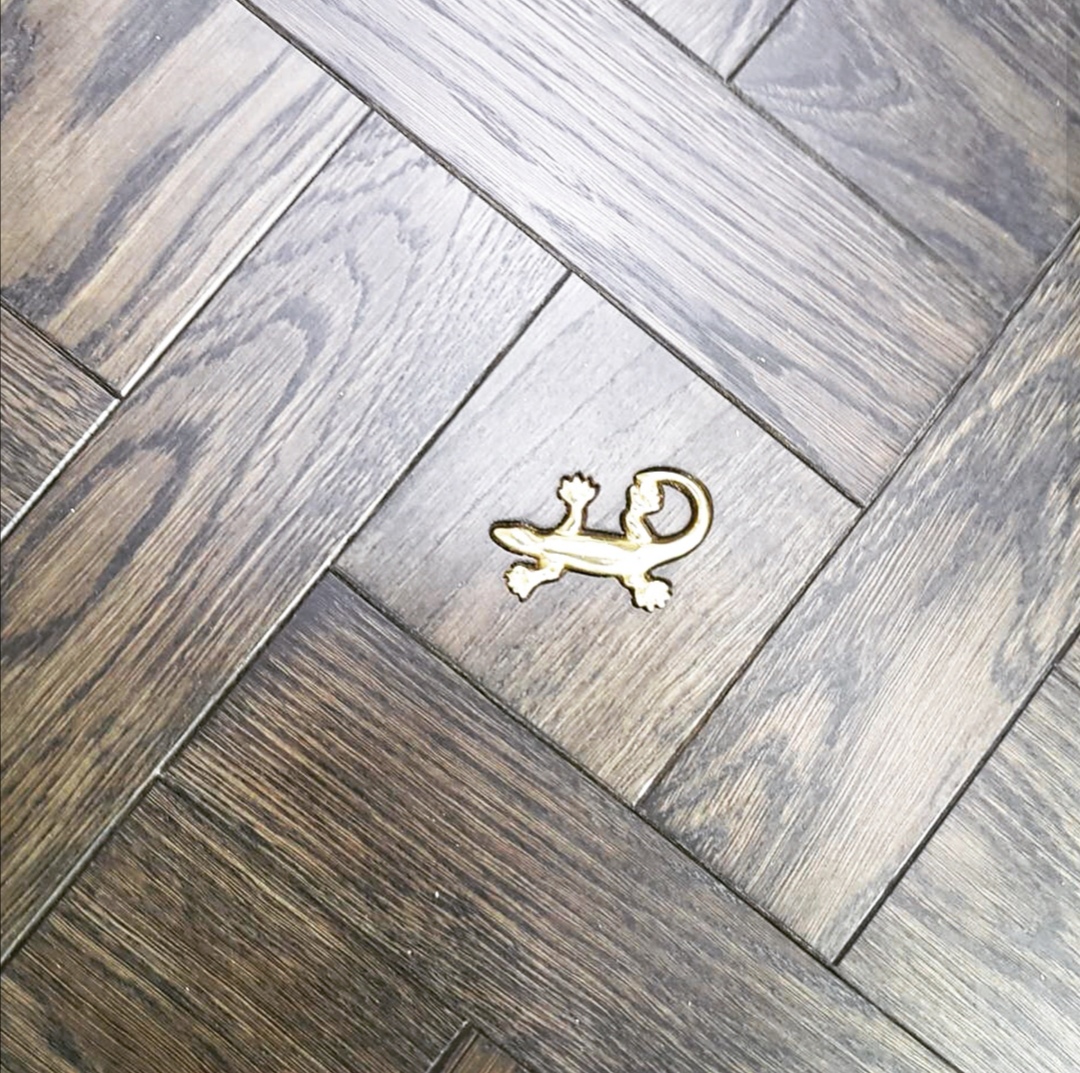 Brass Inlay Parquet tiles with metal