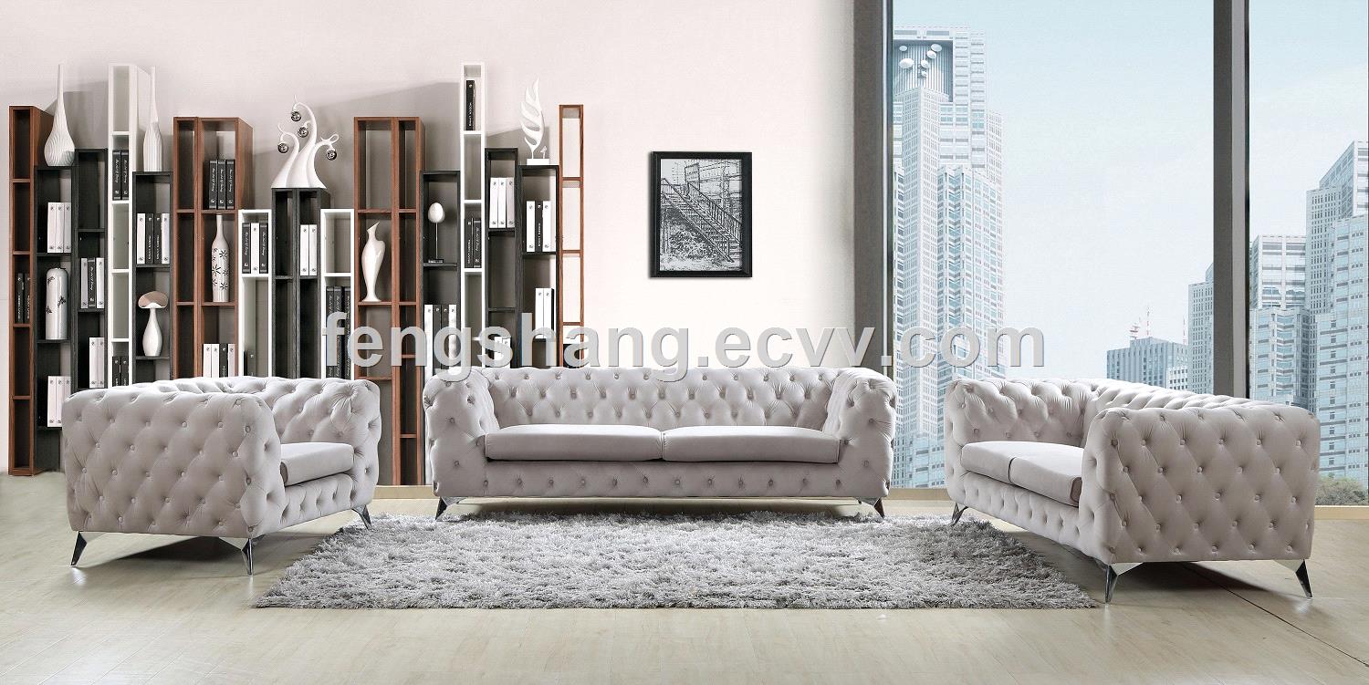 Modern Classic 3 Seat Chesterfield Velvet Upholstered Living Room ButtonTufted Fabric Sofa
